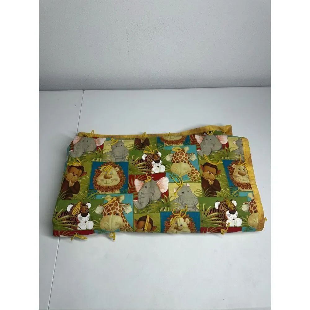 Rare Vintage Zoo Animal Baby Cotton Blanket 52”x 43”